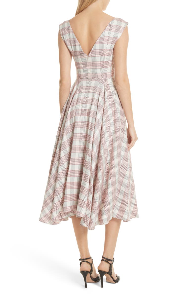 Veronica Beard Finn Plaid Handkerchief Hem Dress, Alternate, color, 