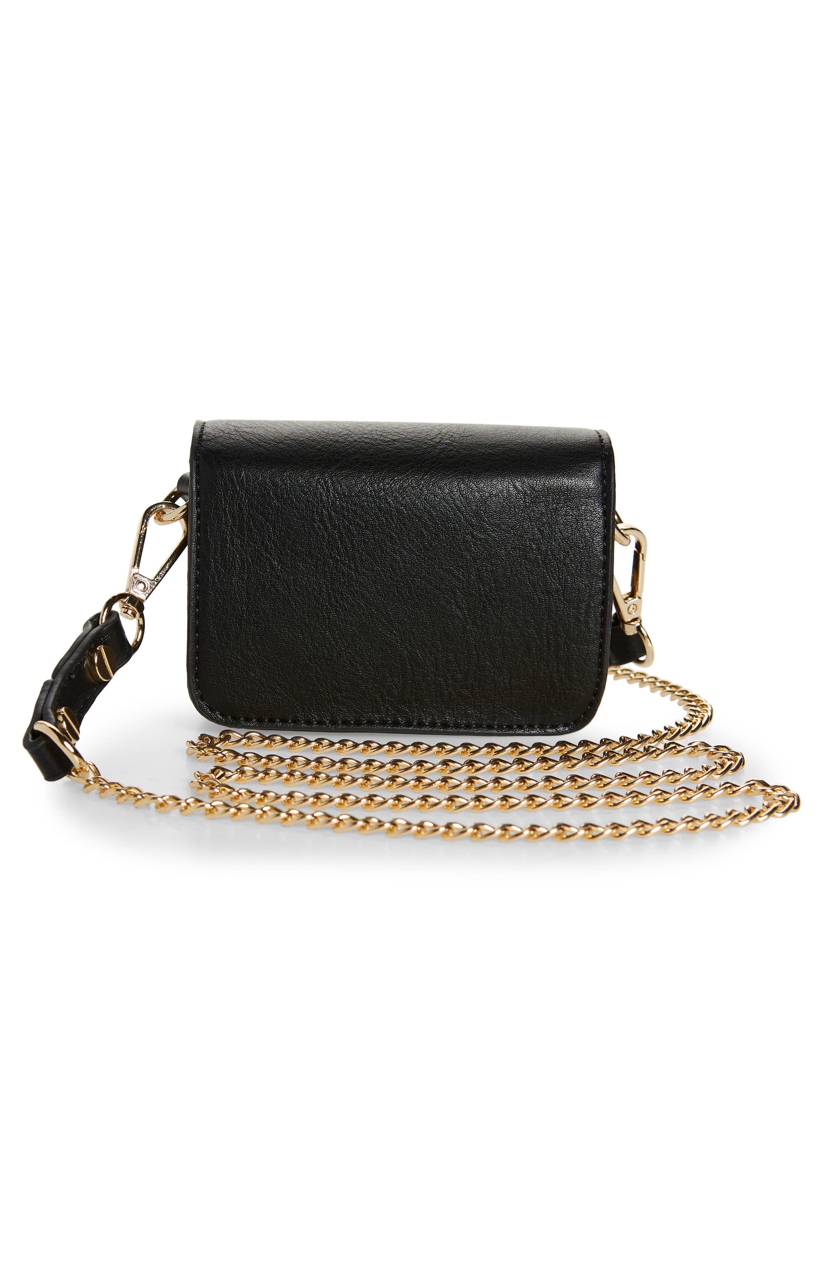 Micro Mini Willow Vegan Leather Crossbody & Credit Card Case, Alternate, color, BLACK