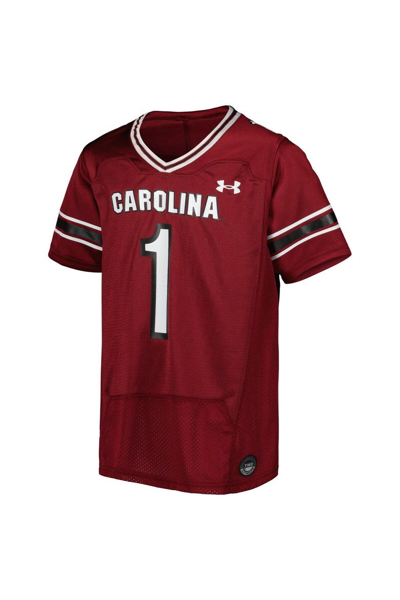 Youth Under Armour #1 Garnet South Carolina Gamecocks Team Replica Football Jersey, Alternate, color, Garnet