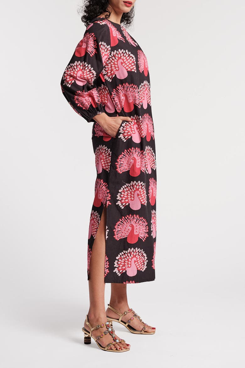 Minnow Maxi Peacock Dress, Alternate, color, Black/Multi