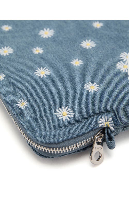 Mango Floral Embroidered Denim Laptop Case In Blue