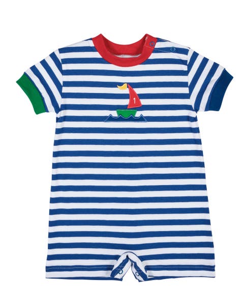 Stripe Knit Shortall With Sailboat (Baby)