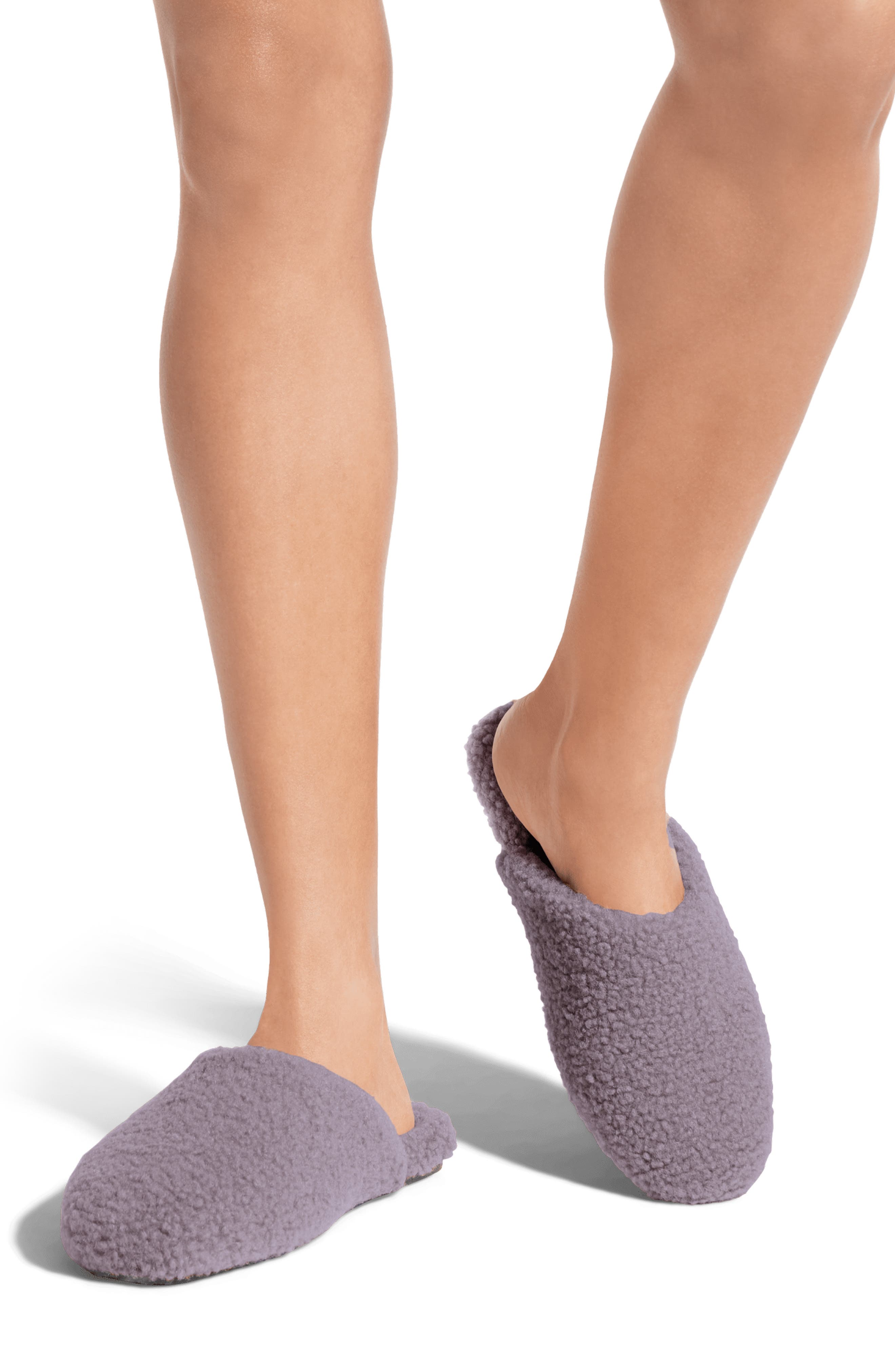 Saturday Faux Fur Slippers, Alternate, color, DUSTY PURPLE