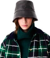 maje Distressed Leather Bucket Hat