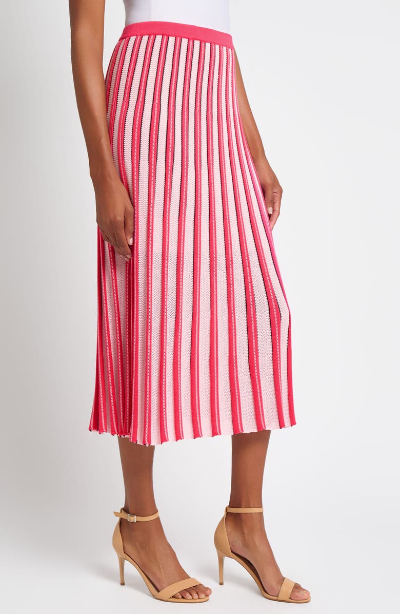 Ming Wang Pointelle Stitch A-Line Sweater Skirt, Alternate, color, Vibrant Fuchsia/ Multi