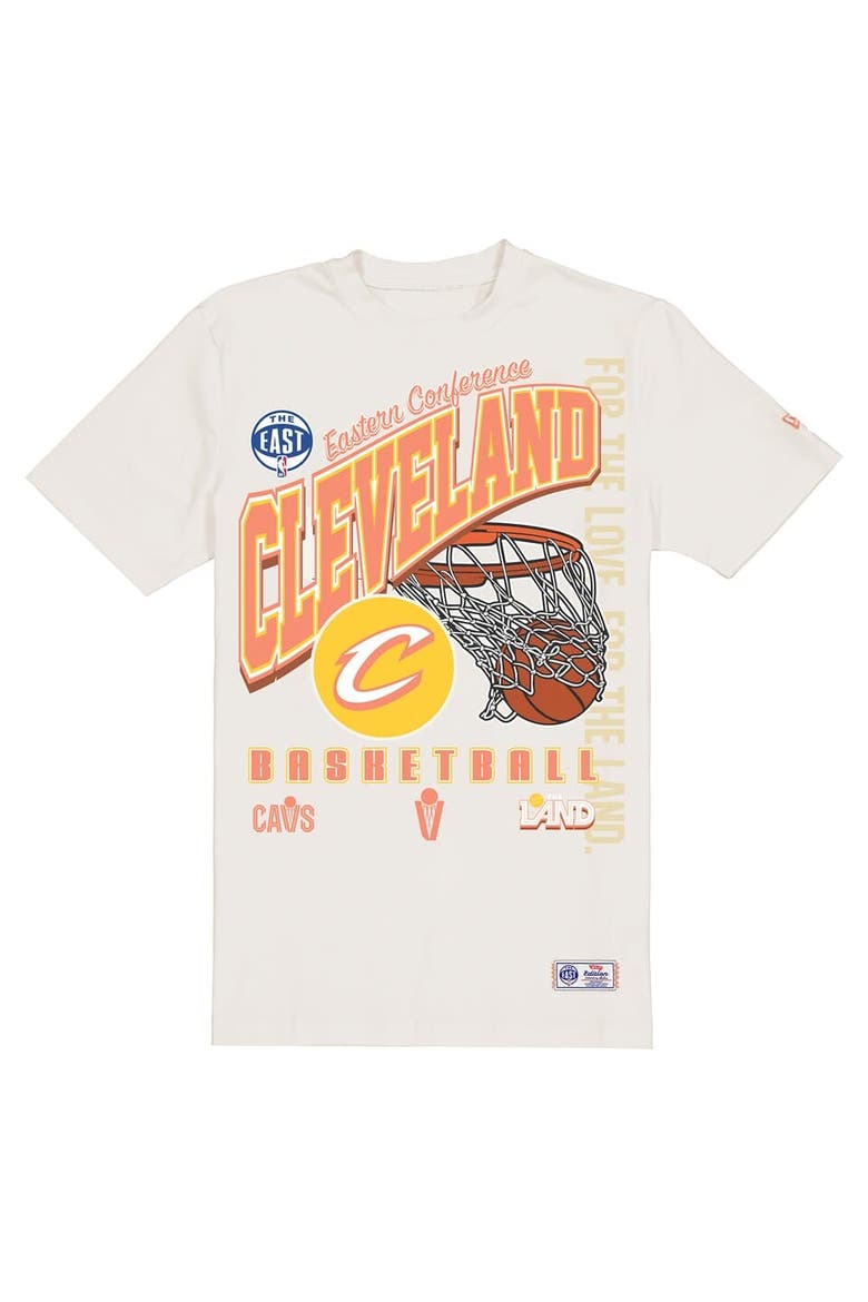 Men's New Era  Cream Cleveland Cavaliers Oversized City Edition Remix Vintage T-Shirt, Alternate, color, Cream