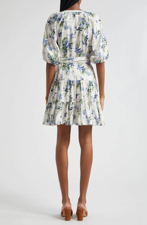 Veronica Beard Dewey Belted Floral-print Cotton-gauze Mini Dress In Off White Multi