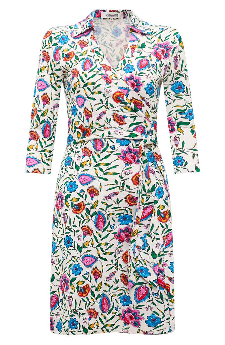 DVF New Jeanne Two Floral Silk Wrap Dress, Alternate, color, 