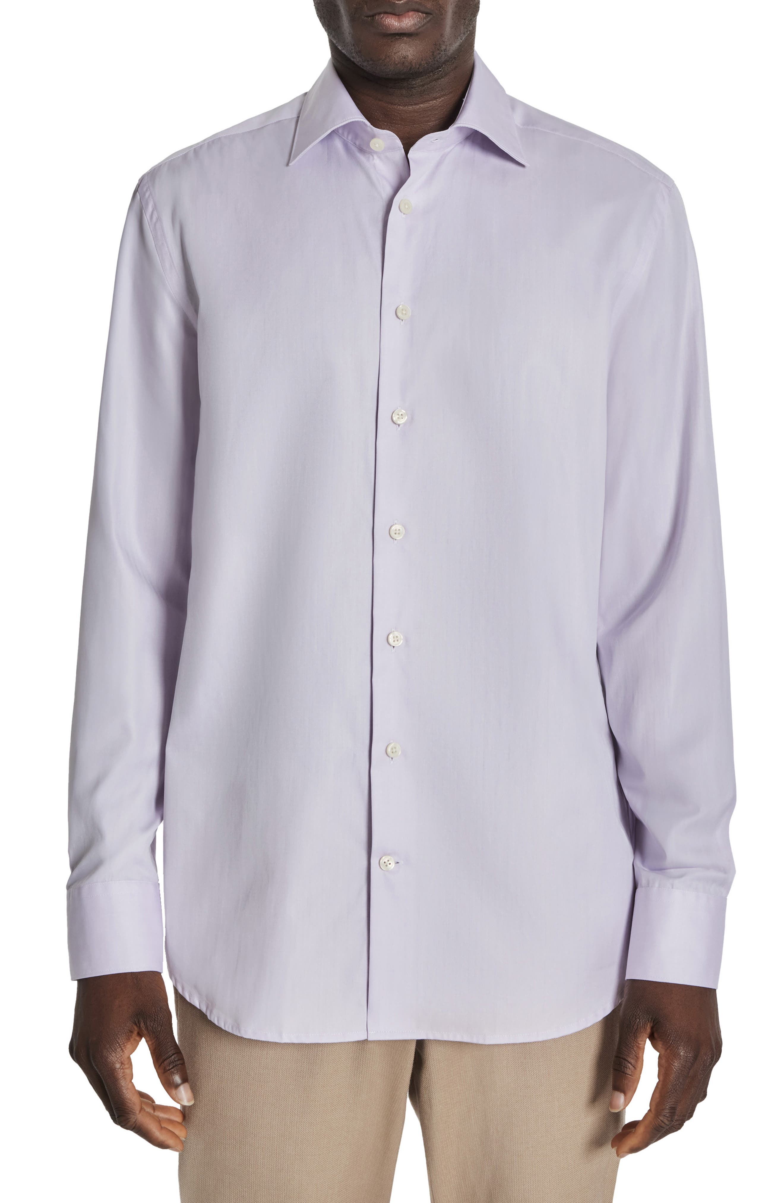 Jack Victor Adlam Solid Herringbone Dress Shirt