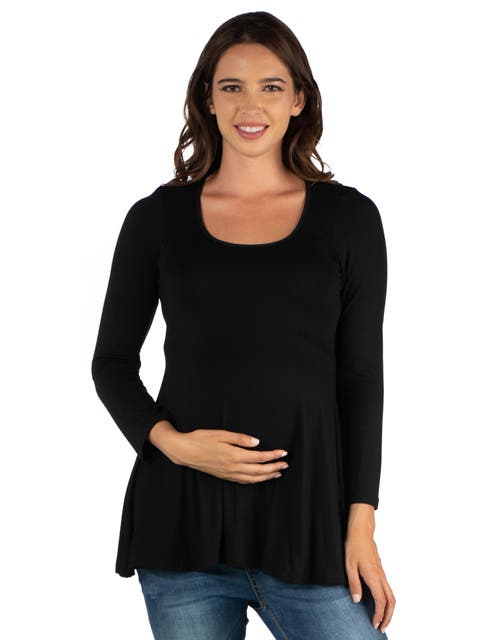 Maternity Long Sleeve Swing Style Flared Tunic Top
