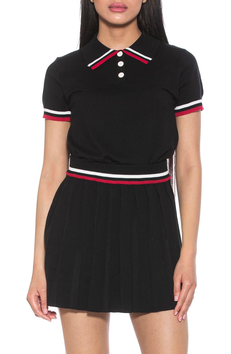 Alexia Admor Lena Stripe Short Sleeve Polo Sweater, Main, color,