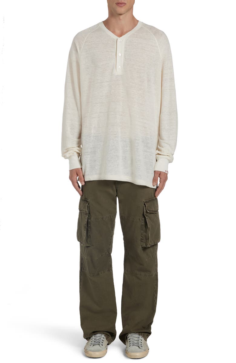 Golden Goose Journey Long Sleeve Linen Knit Henley, Alternate, color, Heritage White