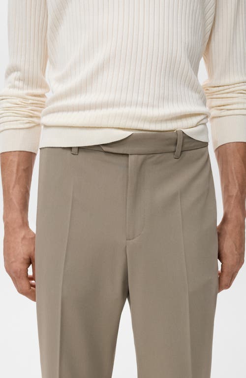 Mango Pleated Slim Fit Dress Pants In Brown