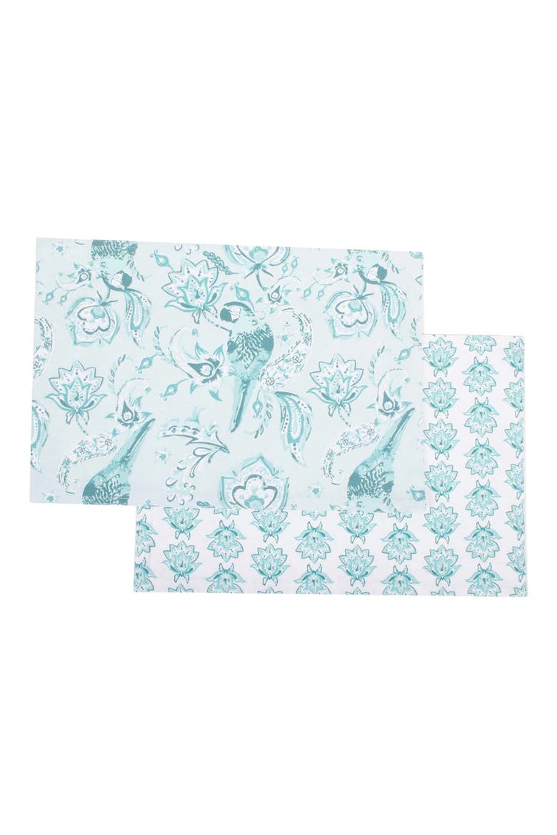 Parrot Paradise Set of 4 Placemats, Main, color, SEAFOAM