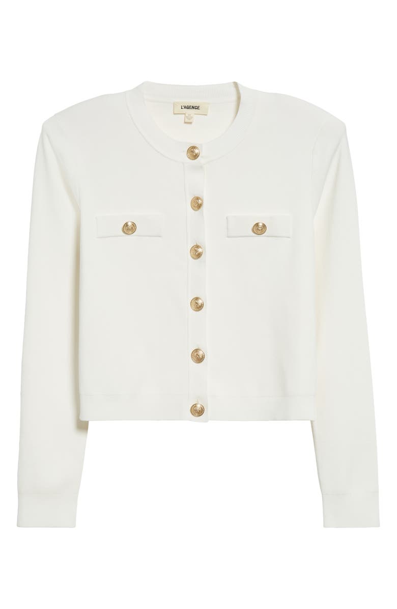 L'AGENCE Toulouse Crewneck Cardigan, Alternate, color, Ivory