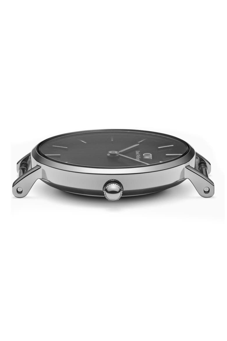 Classic Petite Mesh Strap Watch, 28mm, Alternate, color, SILVER/ BLACK / SILVER