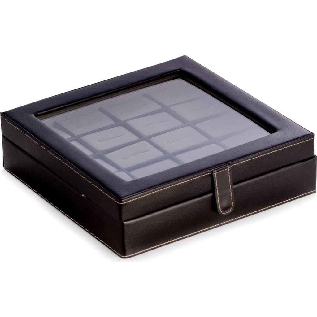 Bey-berk Black Leather 20 Cuff Link Box In Black