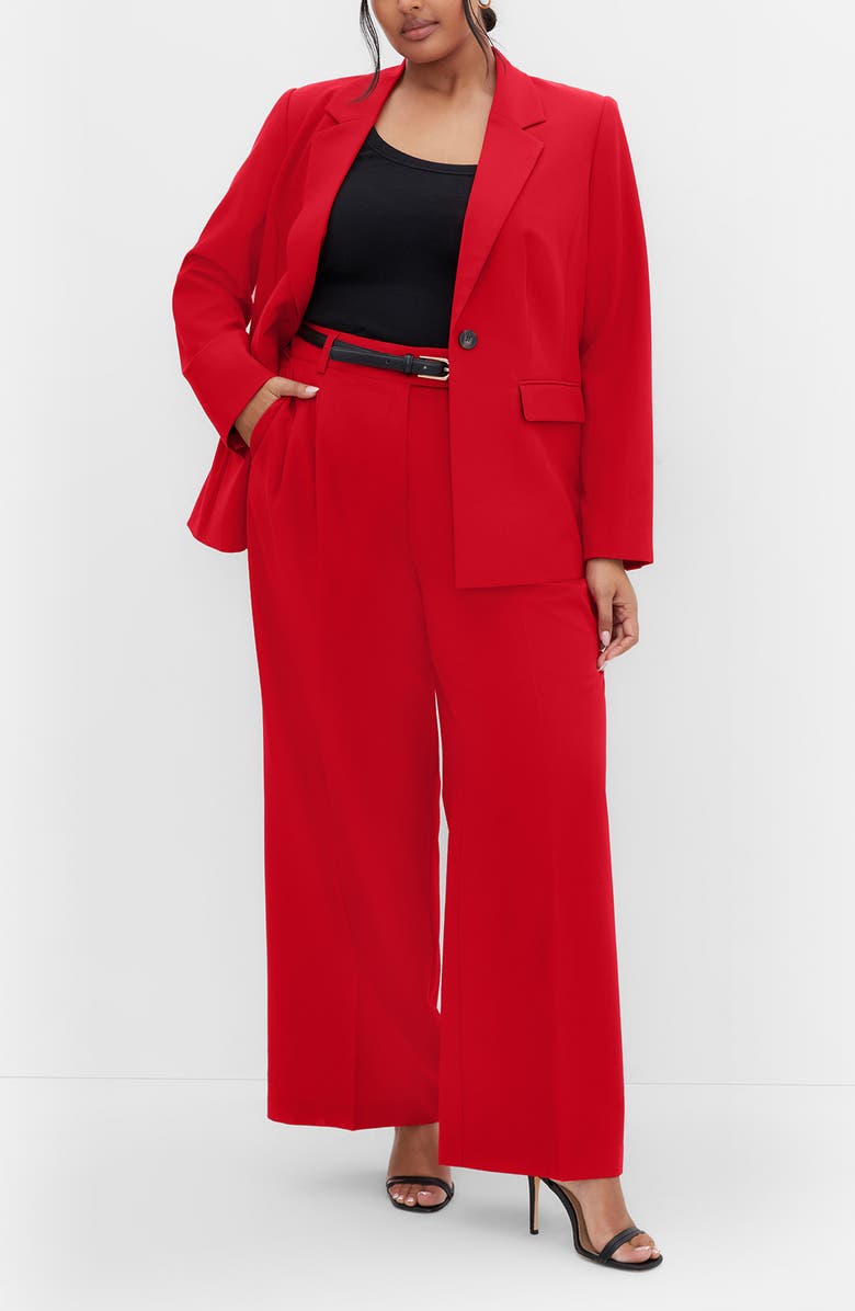 City Chic Clea One-Button Blazer, Alternate, color, Red