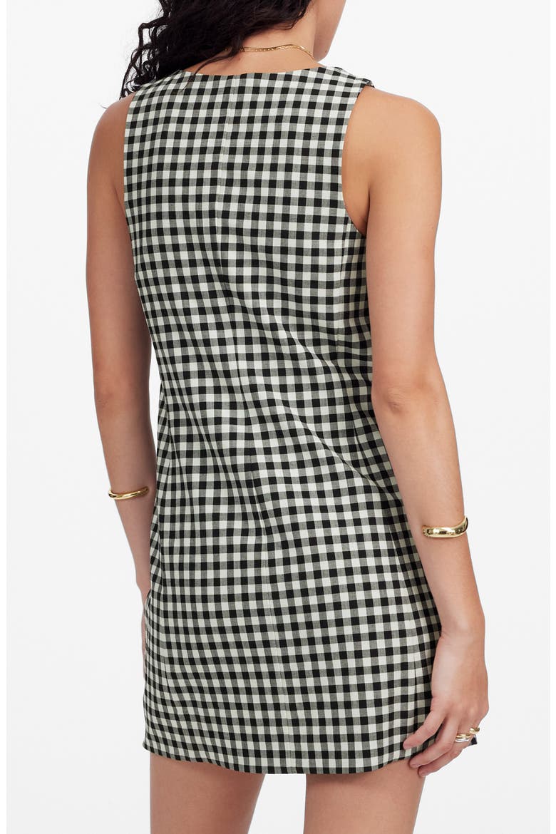 Gingham V-Neck Wool Blend Vest Minidress, Alternate, color, TRUE BLACK