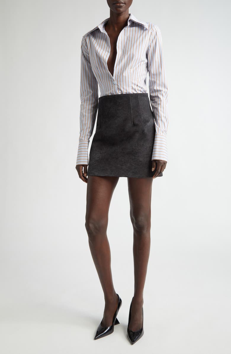 LaQuan Smith Suede Miniskirt, Alternate, color, Black