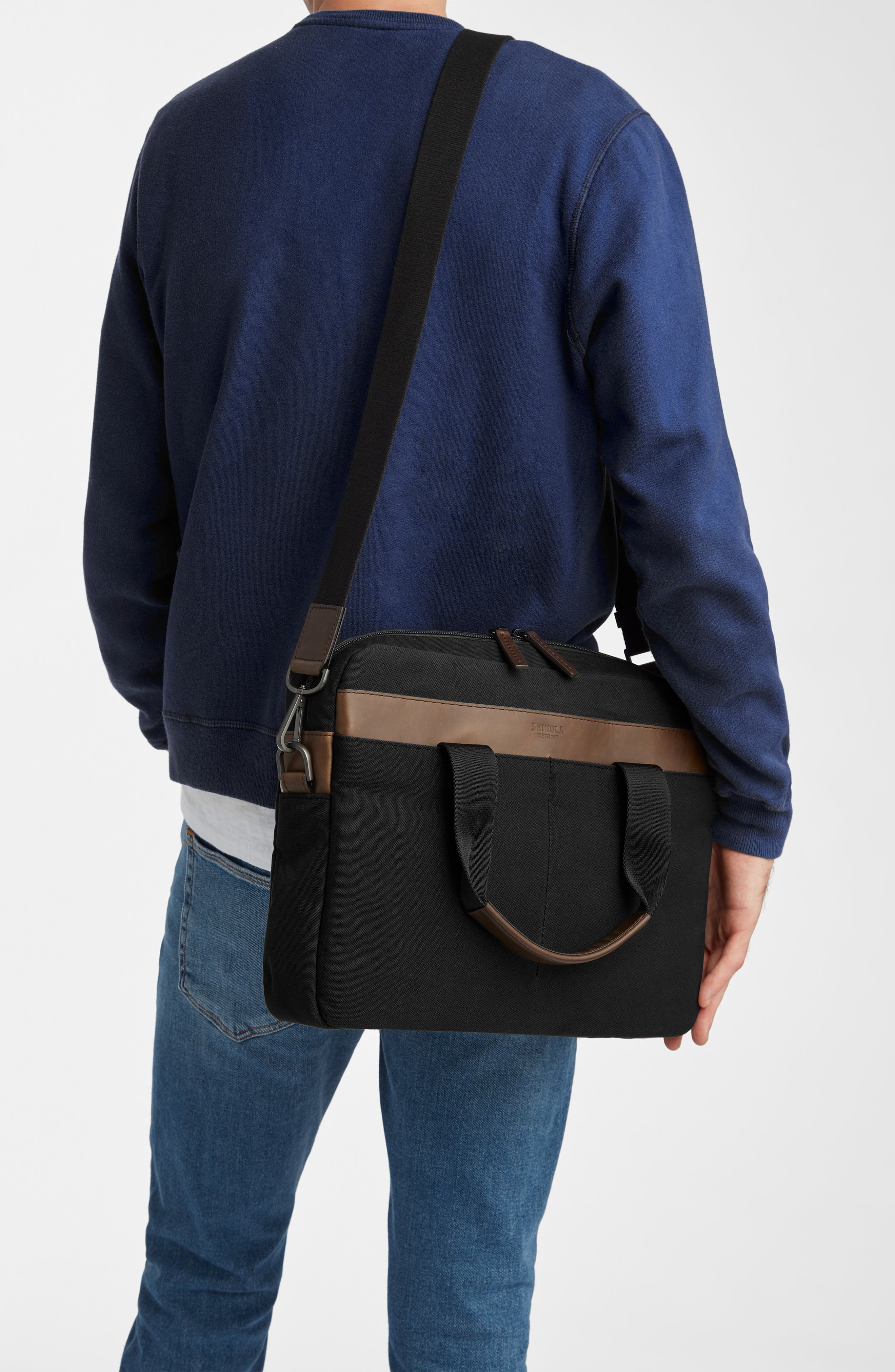 Shinola Mack Waxed Canvas Briefcase, Alternate, color, 