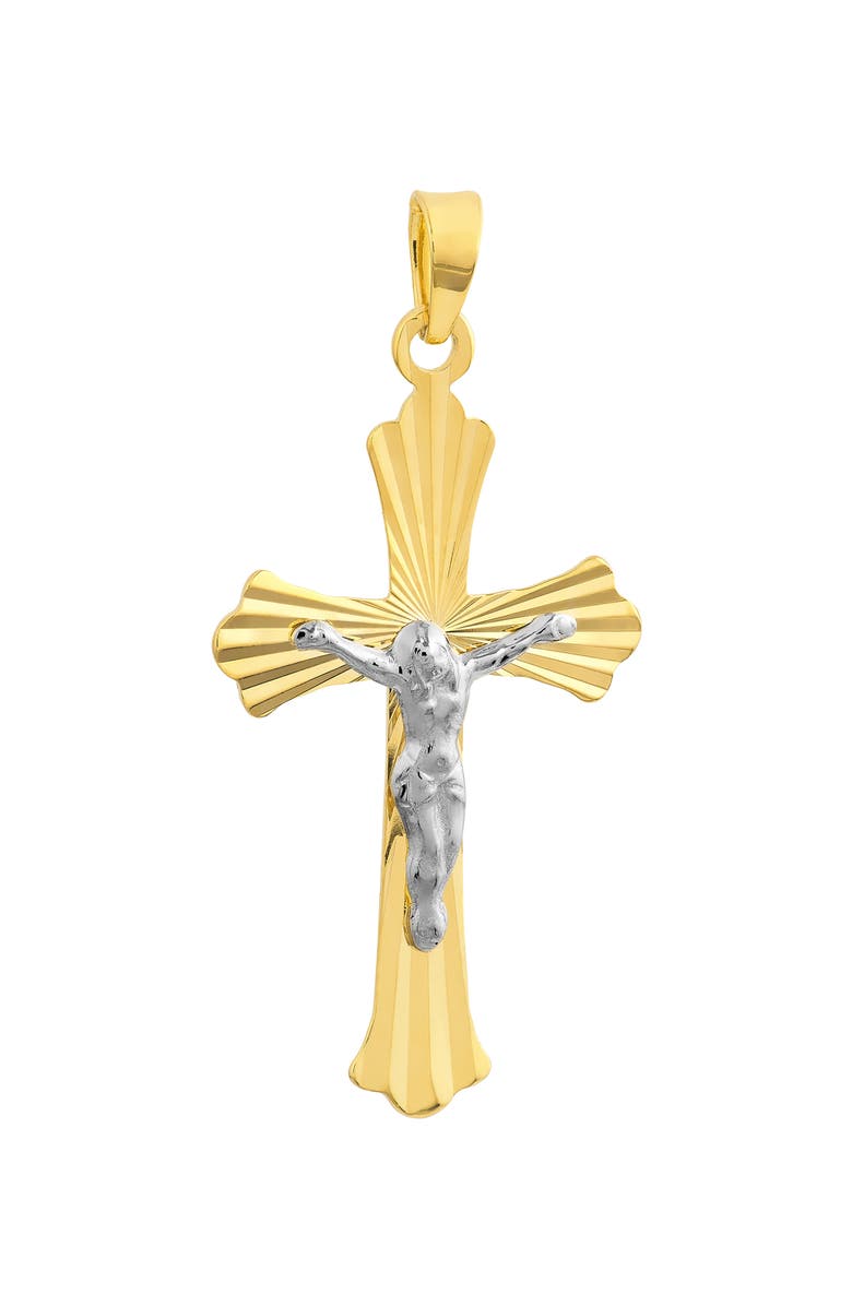 HAWLEY ST Two-Tone Diamond-Cut Cross Charm, Main, color, 