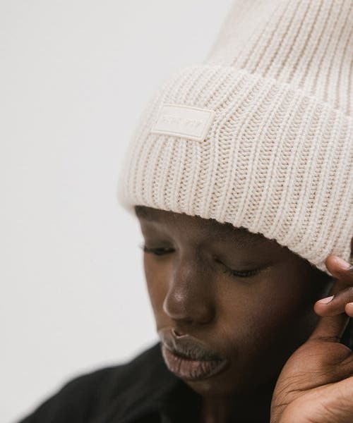 Gigi Pip Gigi Merino Wool Chunky Ribbed Beanie In Off-white