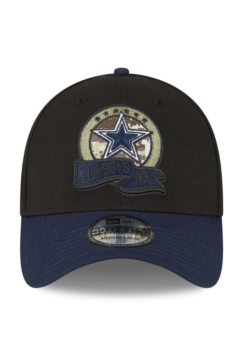 Men's New Era Black/Navy Dallas Cowboys 2022 Salute To Service 39THIRTY Flex Hat, Alternate, color, Black