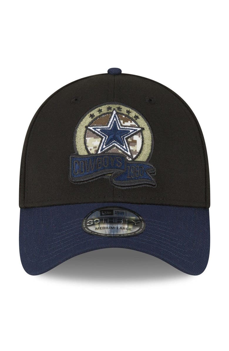 New Era Men's New Era Black/Navy Dallas Cowboys 2022 Salute To Service 39THIRTY Flex Hat, Alternate, color, Black