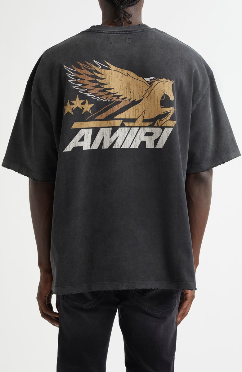 AMIRI Pegasus Oversize Cotton Graphic T-Shirt, Alternate, color, Black
