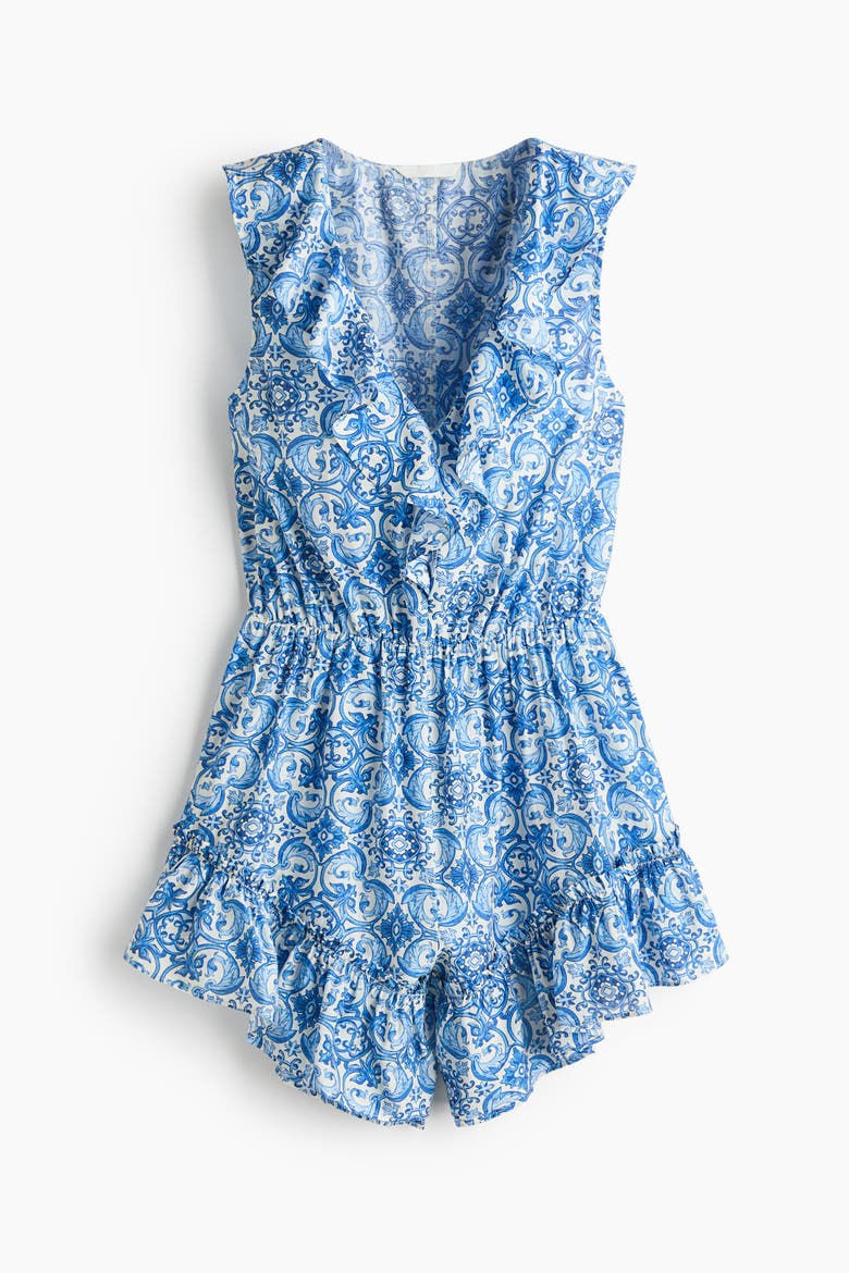 Flounced Viscose-blend Romper, Alternate, color, Blue/patterned
