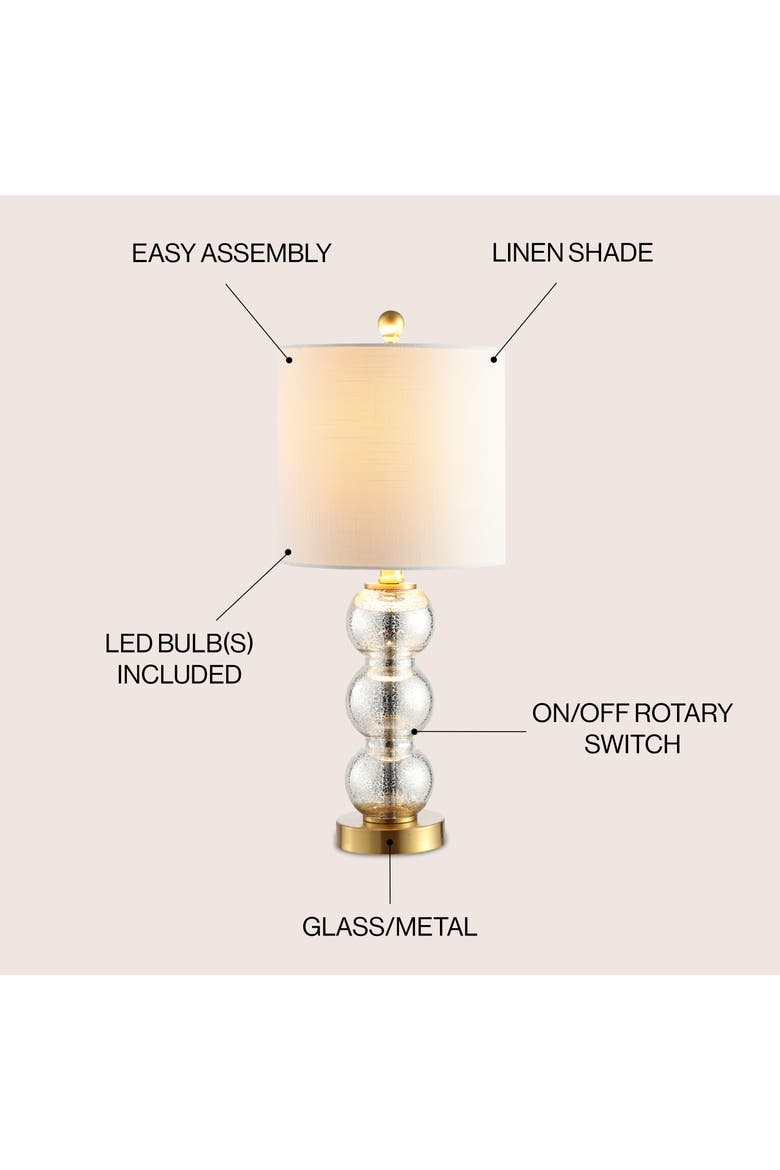 February Glass/Metal LED Table Lamp, Alternate, color, Mercury Glass/Brass Gold