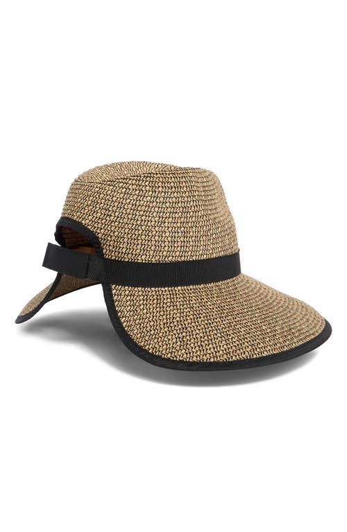 Nordstrom Rack Packable Ponytail Paper Panama Hat In Dark Natural Combo