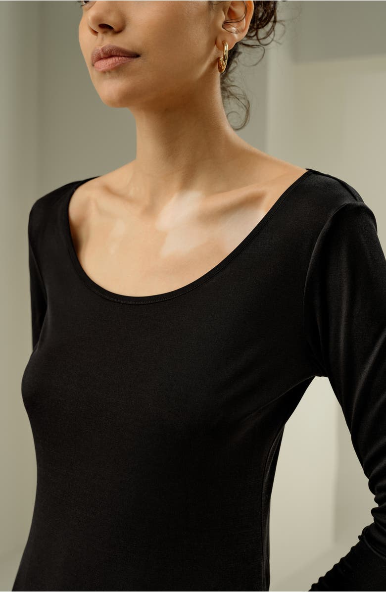 Lilysilk Scoop-Neck Pure Silk Slim Fit Top, Alternate, color, Black