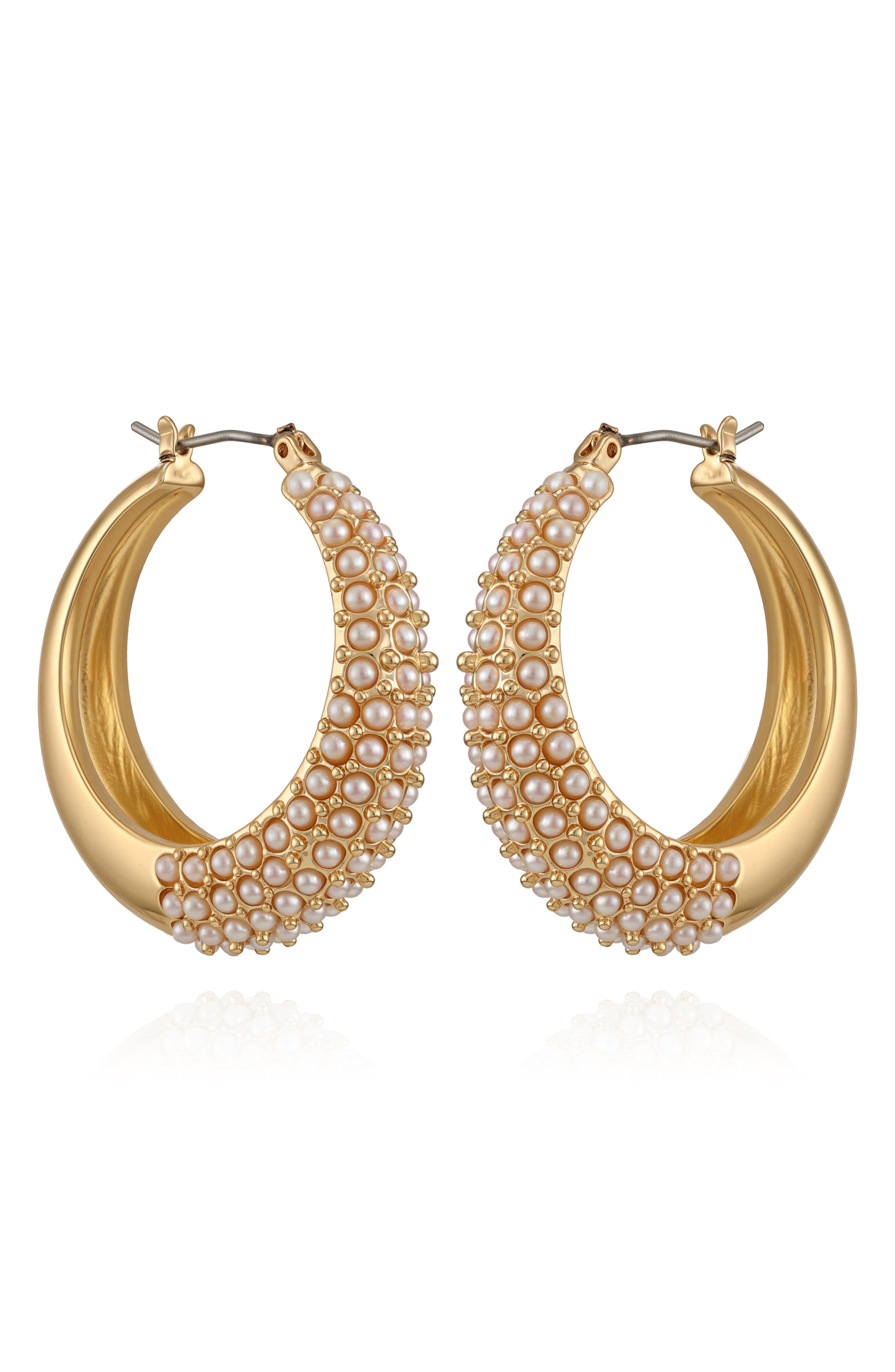 Imitation Pearl Hoop Earrings