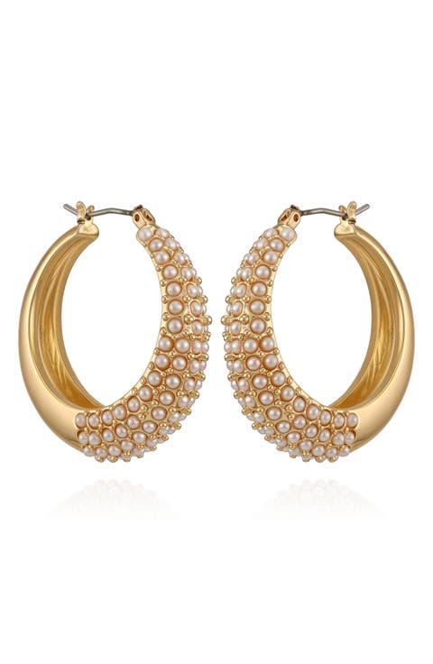 Imitation Pearl Hoop Earrings
