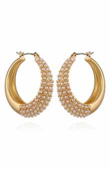 Imitation Pearl Hoop Earrings