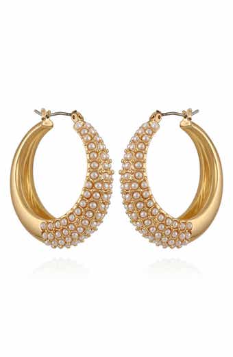 Imitation Pearl Hoop Earrings