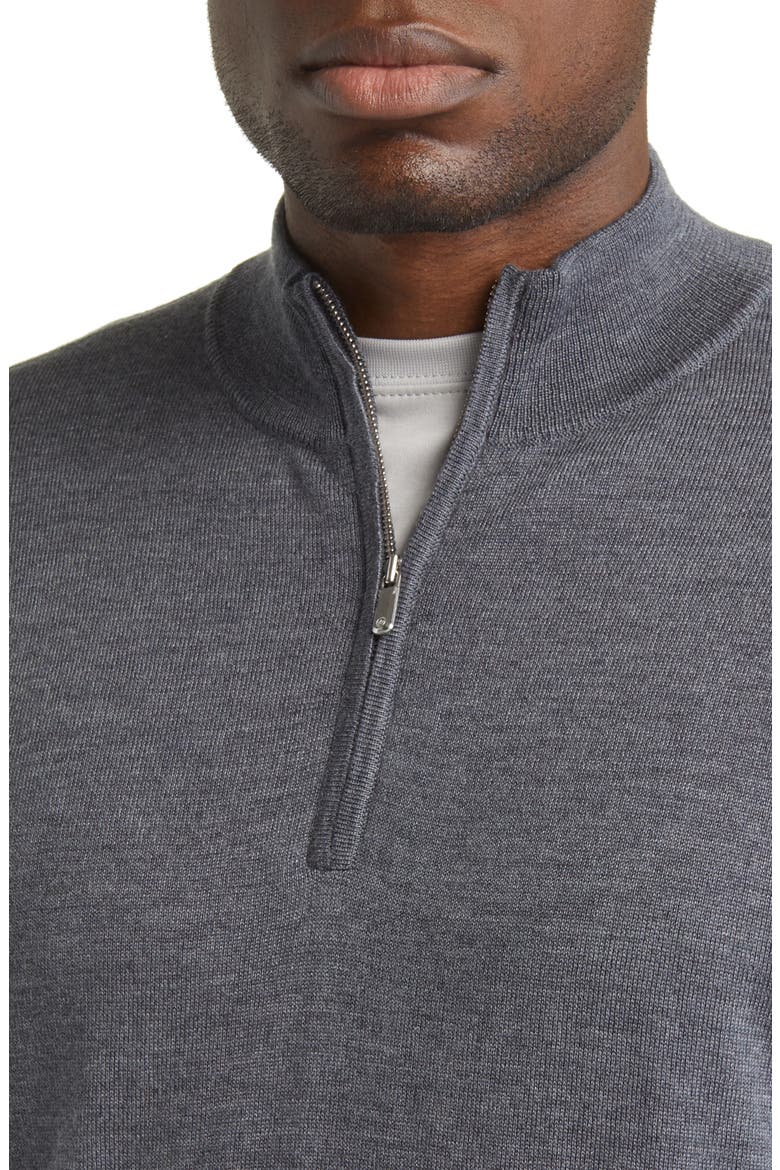 Crown Soft Quarter Zip Merino Wool Blend Pullover, Alternate, color, CHARCOAL