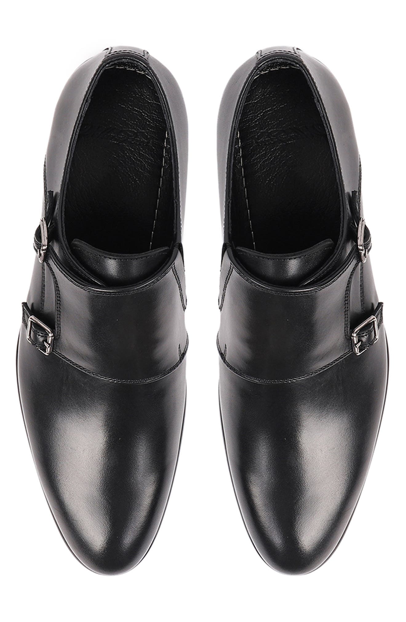 VELLAPAIS Nemo Double Monk Strap Leather Loafer, Alternate, color, Black