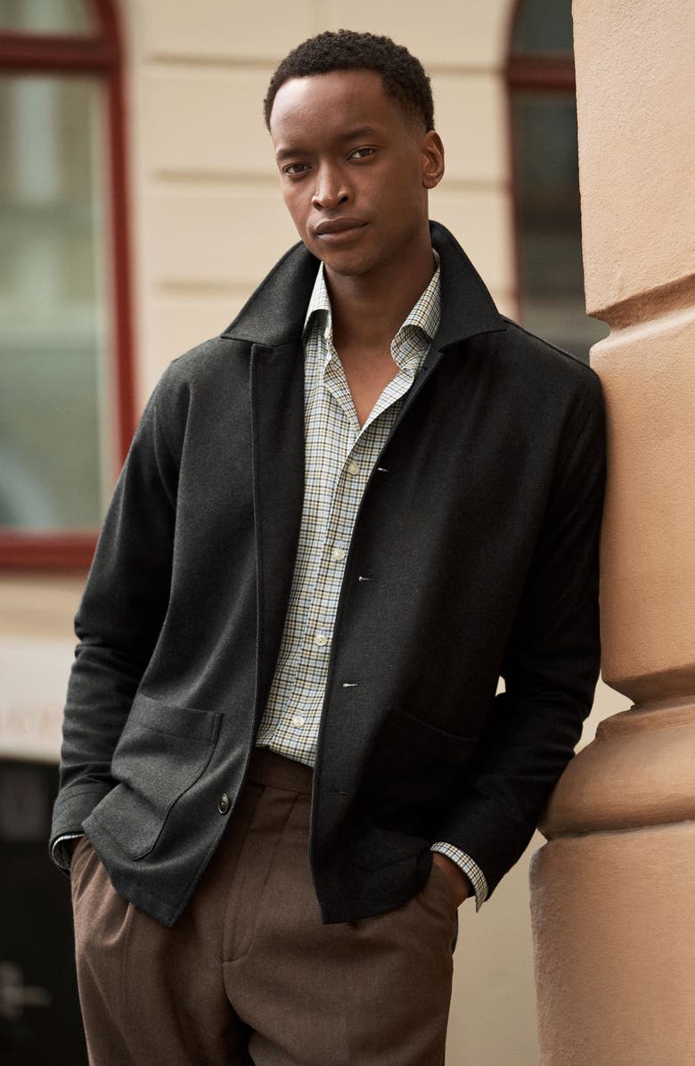 Eton Wool & Cashmere Herringbone Jacket, Alternate, color, Dark Green