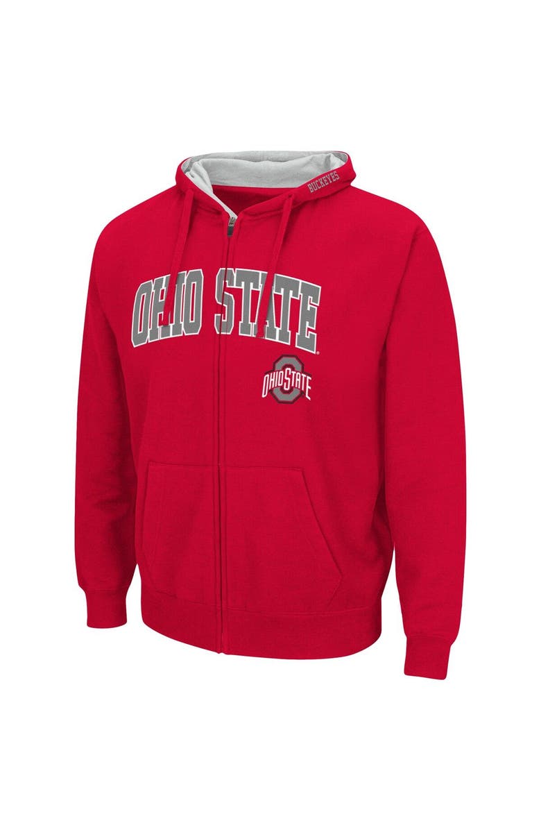 COLOSSEUM Men's Colosseum Scarlet Ohio State Buckeyes Arch & Logo 3.0 Full-Zip Hoodie, Alternate, color, Scarlet