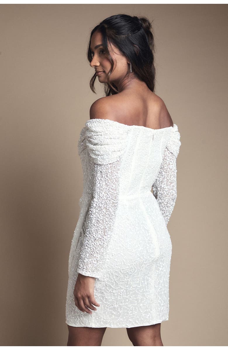 Coast Bardot Long Sleeve Mini Dress, Alternate, color, Ivory