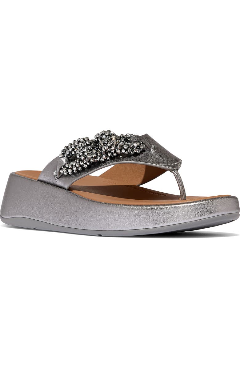 FitFlop F-Mode Beaded Chain Platform Sandal, Main, color, Silvereen