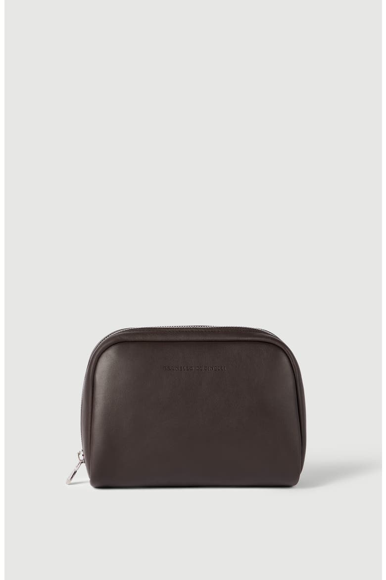Calfskin beauty case, Alternate, color, Brown