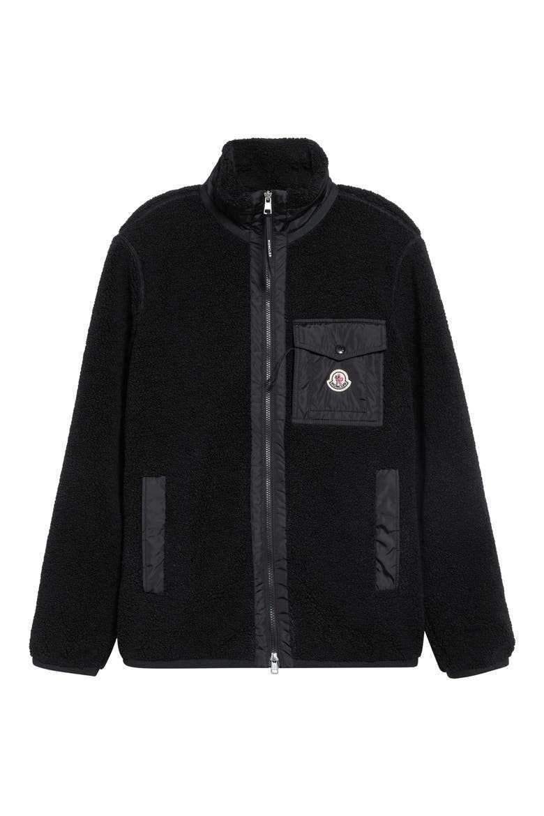 Zip Front Fleece Cardigan, Main, color, BLACK