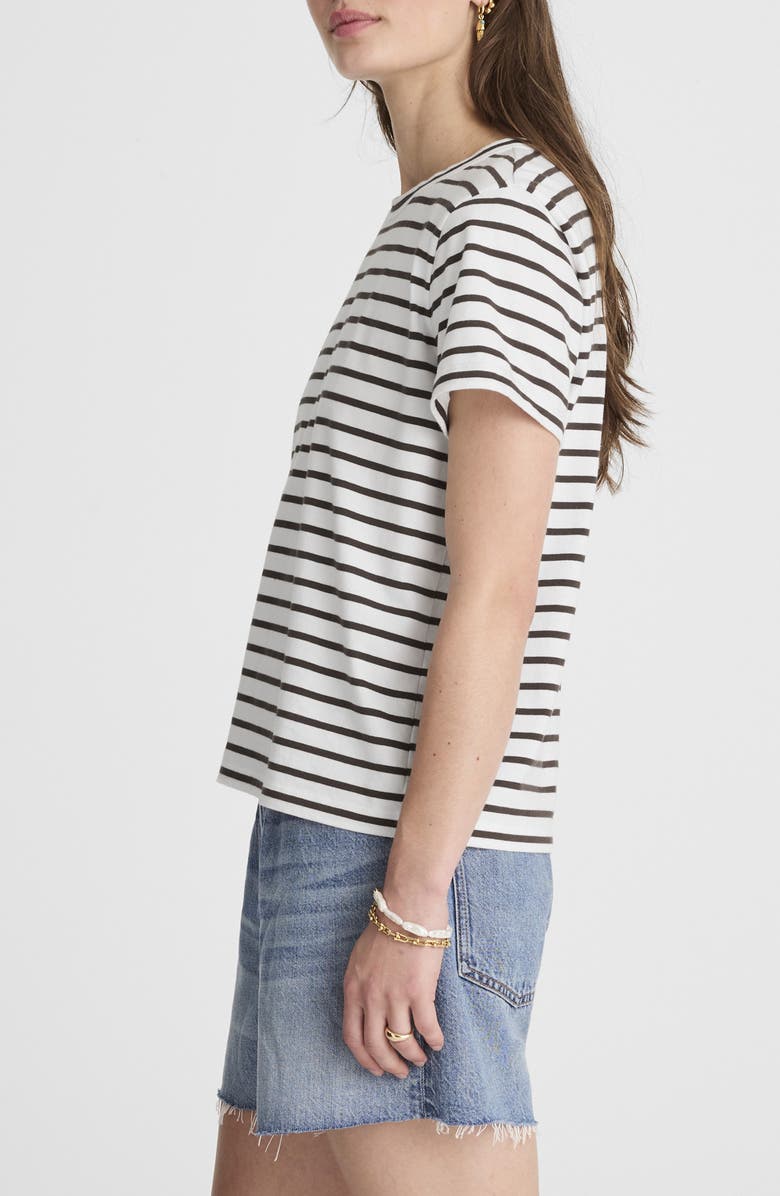 Madewell Perfect Stripe Cotton Crewneck T-Shirt, Alternate, color, Roasted Chicory