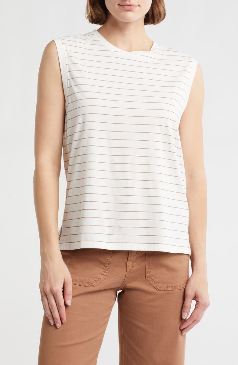 Nordstrom Pima Muscle Tank, Main, color, Ivory Tofu- Tan Lauren Stripe