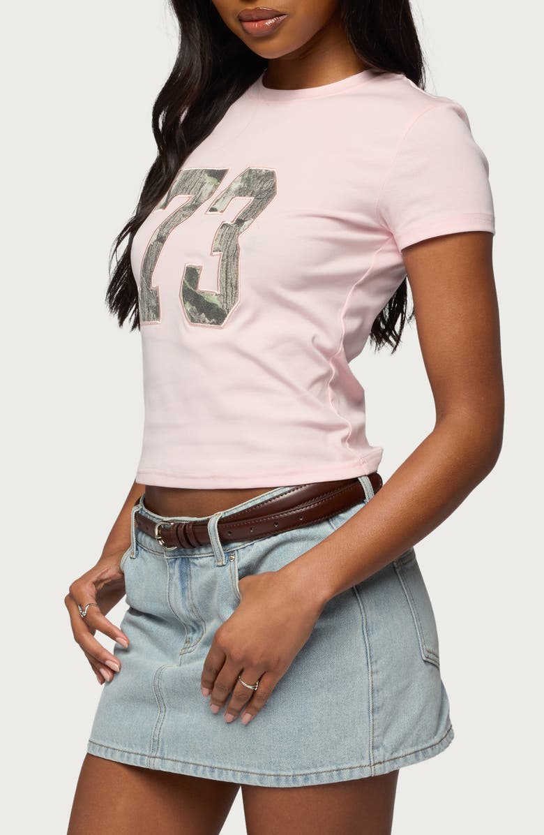 EDIKTED 73 Camo Shrunken Graphic T-Shirt, Alternate, color, 