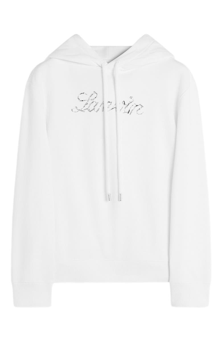 Lanvin Bead Embroidered Hoodie, Alternate, color, Optic White